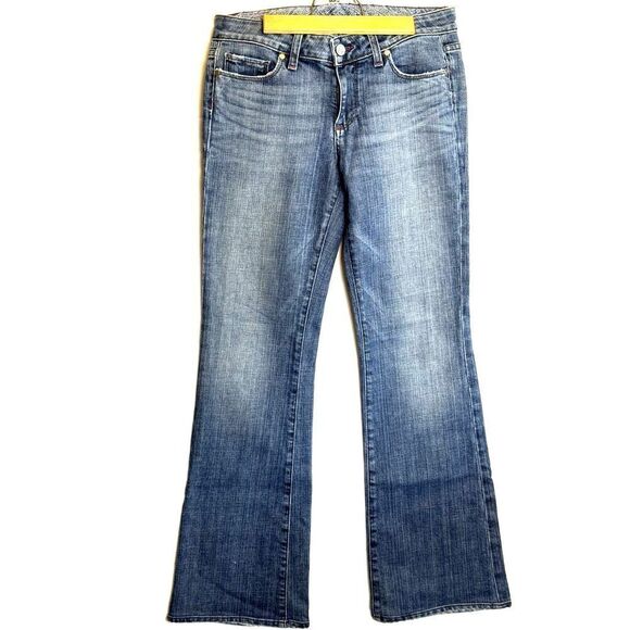 Paige Denim Lou Lou Low Cut Bootcut / Flare Jeans Sz 27 EUC / Medium Rinse / - Picture 1 of 7